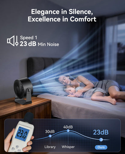 DIGIX Rechargeable USB Desk Fan for Bedroom, 100 Speeds, 360° Rotation, Wall Mounted Design Small Portable Table Fan with LED Display, Quiet Personal Desktop Cooling Fans for Home Office (Black) 🍁 All In One Marketplace Canada