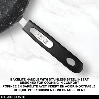 Starfrit The Rock 12'' (30cm) Non-Stick Jumbo Cooker Pan with Lid - Durable Forged Aluminum - Oven Safe - PFOA Free - Easy to Clean - Black 🍁 All In One Marketplace Canada