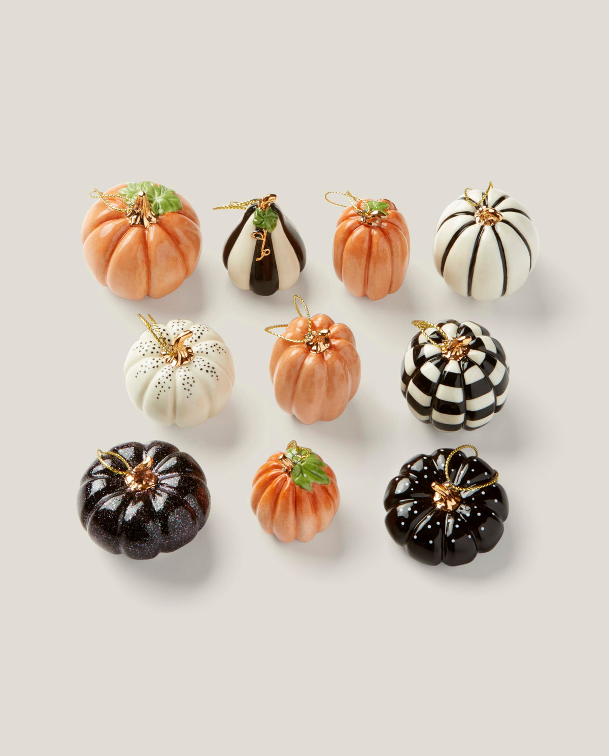 Lenox Pumpkin 10-Piece Mini Porcelain Halloween Hanging Ornament Set