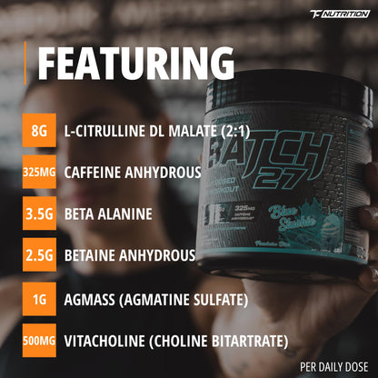 Batch 27 Pre Workout Powder - Nitric Oxide Booster & Preworkout for Men and Women w/Citrulline, Beta Alanine, Caffeine for Enhanced Energy, Endurance, & Reduced Fatigue - 40 Servings, Orange Cream 🍁 All In One Marketplace Canada