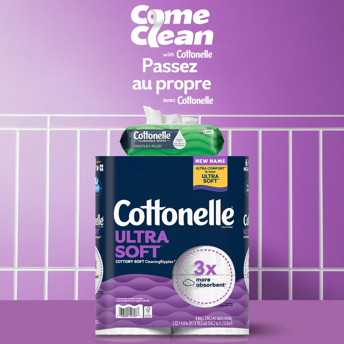 Cottonelle Toilet Paper, 36 Mega Rolls = 144 Regular Rolls (2 Packs of 18), Ultra Soft (Formerly Ultra Comfort), Soft Bathroom Tissue, 244 Sheets per Roll, Packaging May Vary 🍁 All In One Marketplace Canada
