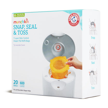 Munchkin Arm & Hammer Diaper Pail Snap, Seal and Toss Refill Bags, 20 Bags, Holds 600 Diapers 🍁 All In One Marketplace Canada