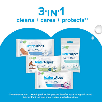 WaterWipes Plastic-Free Original Baby Wipes, 99.9% Water Based Wipes, Unscented & Hypoallergenic for Sensitive Skin, 240 Count (4 packs), Packaging May Vary 🍁 All In One Marketplace Canada