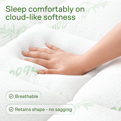 Bamboo Mattress Topper Queen Size - Thick Breathable Pillow Top Mattress Pad for Back Pain Relief - Deep Pocket Topper Fits 8-20 Inches (60x80 Inches, Green) 🍁 All In One Marketplace Canada