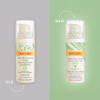 Burt's Bees Sensitive Hydrating Gentle Daily Face Cream Moisturizer Face Lotion for Sensitive Skin with Aloe and Rice Milk, , Mother's Day Gift, 98.9% Natural Origin, Developed with Dermatologists, 51g 🍁 All In One Marketplace Canada