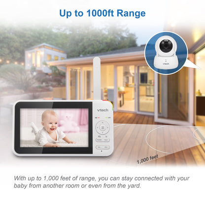 VTech VM924 Pan & Tilt Video Baby Monitor, 5" LCD Screen, Up to 17 Hrs Video Battery Life, Plug & Play, 1.33x Zoom, Night Vision, Up to 1000ft Range, Soothing Sounds, 2-Way Talk, Secured Transmission 🍁 All In One Marketplace Canada