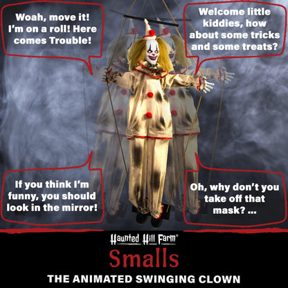 Haunted Hill Farm 55-in. Smalls The Animated Swinging Clown, Indoor or Covered Outdoor Halloween Decoration, Battery Operated, Festive Holiday Decor