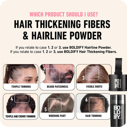 BOLDIFY Hair Fibers (28g) - Fill In Thinning and Fine Hair for an Instantly Fuller, Thicker Look - 14 Shades for Women & Men - Black 🍁 All In One Marketplace Canada