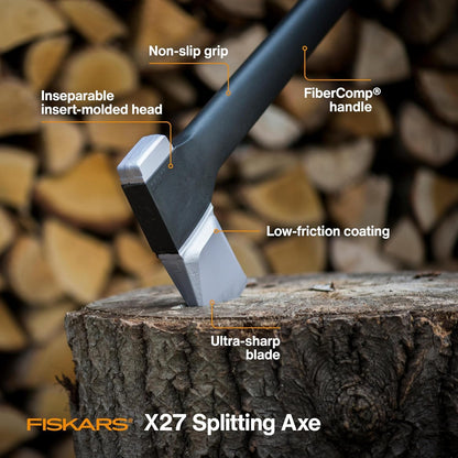 Fiskars X27 Super Splitting Axe, 36" Wood Splitting Axe for Medium to Large Size Logs with Shock-Absorbing Handle, Split Firewood, Forged Steel Blade, Bushcraft Gear and Camping Hatchet 🍁 All In One Marketplace Canada