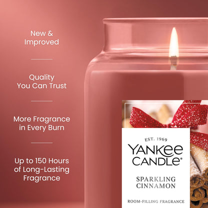 Yankee Candle Large Jar Scented Candle with up to 150 Hour Burn Time, Premium Plant Wax Blend for Cleaner Consistent Burn and Room Filling Fragrance, 22 oz, Sparkling Cinnamon 🍁 All In One Marketplace Canada