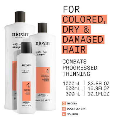 Nioxin System 4 Scalp + Hair Shampoo - Hair Thickening Shampoo For Damaged Hair with Progressed Thinning, 10 fl oz (Packaging May Vary) 🍁 All In One Marketplace Canada