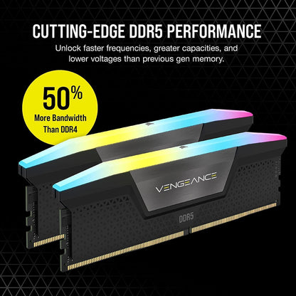 CORSAIR Vengeance RGB DDR5 RAM 32GB (2x16GB) Up to 6000MHz CL36-44-44-96 1.35V Intel XMP 3.0 Computer Memory – Black (CMH32GX5M2E6000C36) 🍁 All In One Marketplace Canada