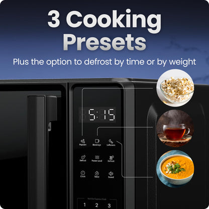 Chefman Countertop Microwave Oven 0.7 Cu. Ft., 700 Watts with 10 Power Levels, 6 Cooking Presets with One-Touch Express Cook, Eco Mode, Child Safety Lock, & Mute Button - Black 🍁 All In One Marketplace Canada
