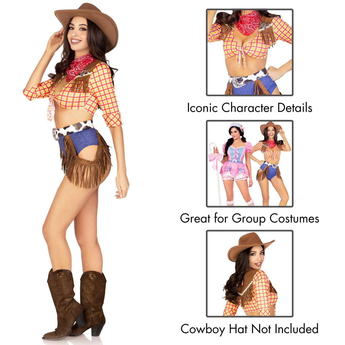 Leg Avenue Women’s 5 PC Playful Cowboy Halloween Costume with Red Bandana, LARGE