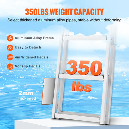 VEVOR Dock Ladder, Removable 4 Steps, 350 lbs Load Capacity, Aluminum Alloy Pontoon Boat Ladder with 4'' Wide Step & Nonslip Mat, Easy to Install for Ship/Lake/Pool/Marine Boarding 🍁 All In One Marketplace Canada