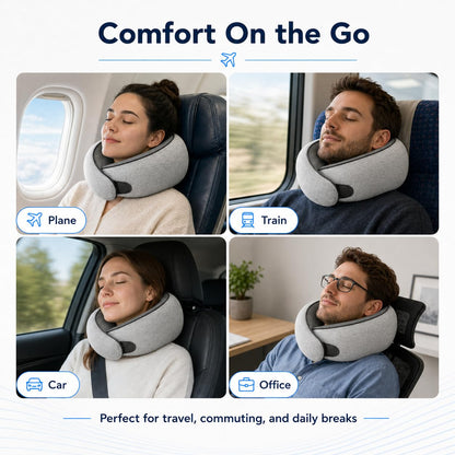 Purroch Neck Pillow Airplane, Travel Pillow with Eye Mask & Earplugs, Memory Foam Pillow with Adjustable Velcro Strap, Pillows for Travel, Plane, Car, Home, Work, Light Grey 🍁 All In One Marketplace Canada