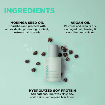 Design.Me GLOSS.ME Hair Oil - Anti Frizz Hair Serum - Heat Protection, Smooths Dry Ends - Adds Shine, Smoothens & Hydrates with Argan Oil - For Straight, Wavy & Curly Textures - No Paraben & Sulfate 🍁 All In One Marketplace Canada