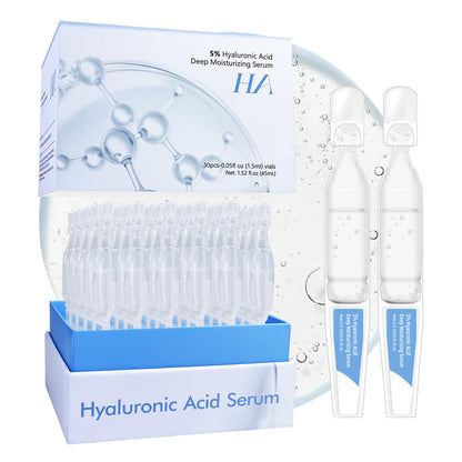 5% Hyaluronic Acid Serum Ultra Moisturizing & Elastic Skin - Wake Nature Perfection Hyaluronic Acid - Anti-Aging Serum for Face Single-Use Vials Skincare - Repair Sensitive Skin (1.5 ml)*30 🍁 All In One Marketplace Canada