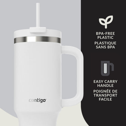 Contigo Streeterville Tumbler, 40 oz (1.18 L), Insulated Stainless Steel Water Bottle with Straw and Leak-Proof Lid, Salt 🍁 All In One Marketplace Canada