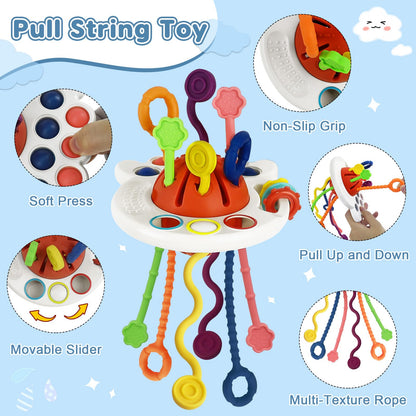 6 in 1 Baby Montessori Toys for 6-12 Months, Montessori Toys for Babies Incl Pull String Toy, Stacking Cups, Tissue Box Toy, Suction Cup Spinner Toys, Stacking Blocks, Activity Cube Gift for Boy Girl 🍁 All In One Marketplace Canada