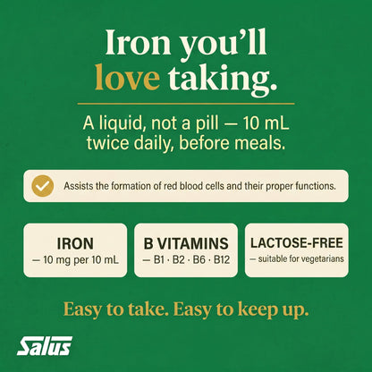 Salus Floradix Liquid Iron and Vitamins | Herbal Iron Supplement for Women, Men, and Children | Vegetarian, Dairy-Free & Non-GMO (500ml)