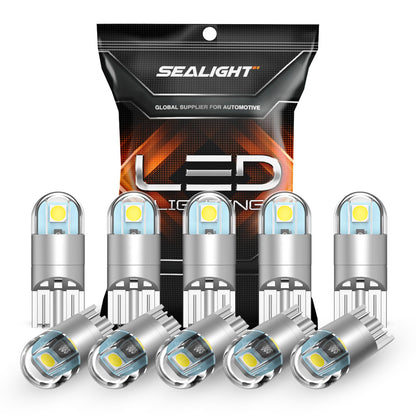 SEALIGHT 194 LED Bulbs 6000K White, 168 2825 T10 W5W 3030 Bright LED Chips, Dome Light, Map Light, Door Light, Courtesy Light, License Plate Light, Pack of 10 🍁 All In One Marketplace Canada