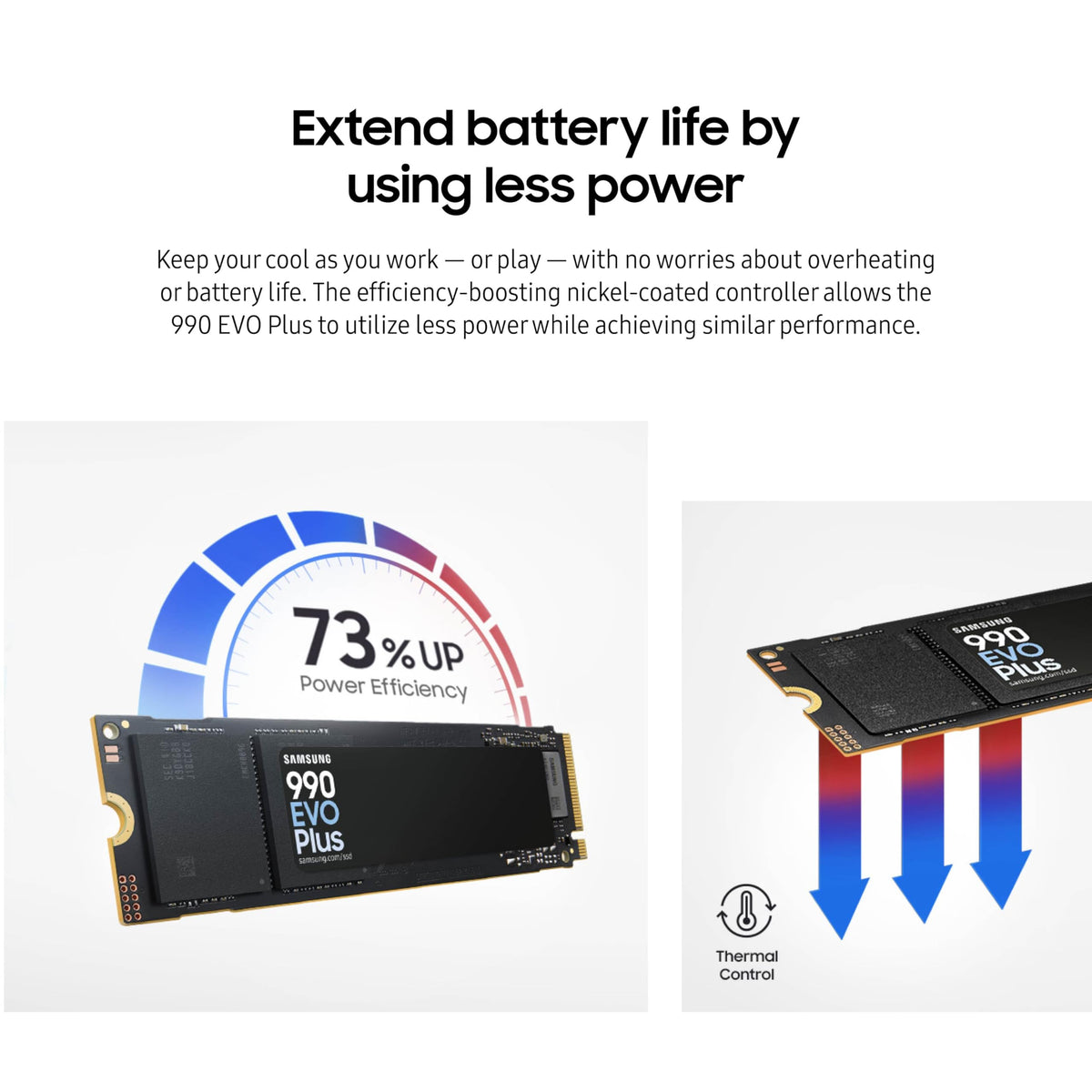 Samsung 990 EVO Plus - 2TB PCIe Gen4. X4 / Gen5. X2 NVMe 2.0 - M.2 Internal SSD, Speed Up to 7,250MB/s, Upgrade Storage for PC/Laptops, HMB Technology and Intelligent Turbowrite (MZ-V9S2T0B/AM)