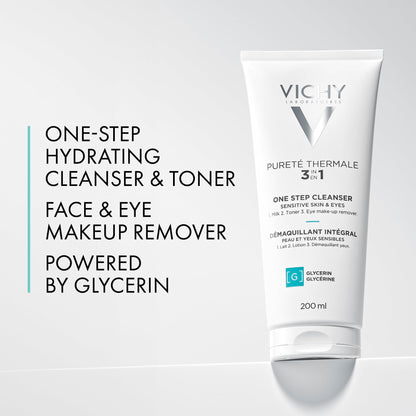 Vichy Gentle Facial Cleanser and Makeup Remover, Purete Thermal 3-in-1 Face Cleanser for Sensitive Skin, Hypoallergenic, Dermatologist Recommended, Paraben-Free, 200mL 🍁 All In One Marketplace Canada
