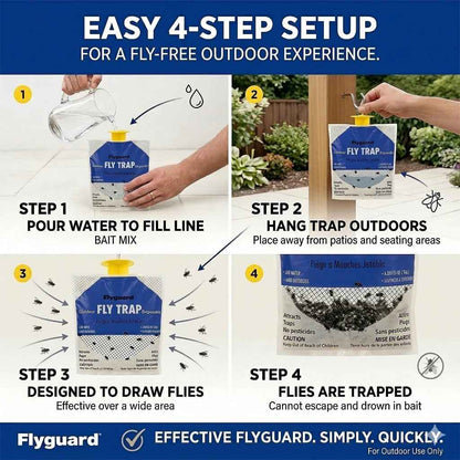 Flyguard 5-Pack Disposable Hanging Fly Trap Bag – Outdoor Odor-Free Insect Catcher for Patios, Gardens, Farms, and Campsites – Eco-Friendly, Pet Safe, No Electricity Required (Hang Style) 🍁 All In One Marketplace Canada