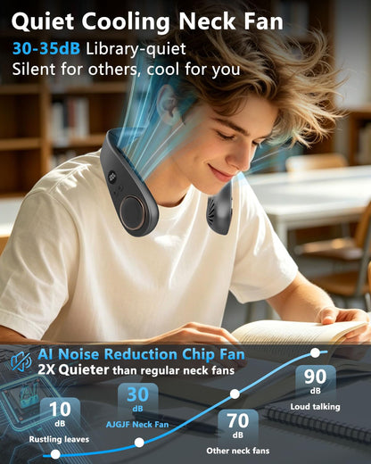 Neck Fan with Cooling Plate-5500mAh Rechargeable, Ultra Quiet Operation, 5 Speeds & 3 Cooling Modes, USB-C Fast Charging, LED Display Battery & Speed, Bladeless Wearable Neck Cooler for Travel Black 🍁 All In One Marketplace Canada