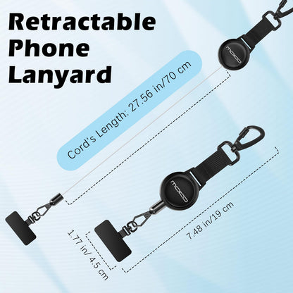 MoKo Anti-theft Phone Tether, Phone Lanyard Retractable Steel Line Cellphone Strap with Locking Carabiner and Metal 360° Tether Tab for Outdoor Skiing Hiking Climbing Fishing, Black 🍁 All In One Marketplace Canada