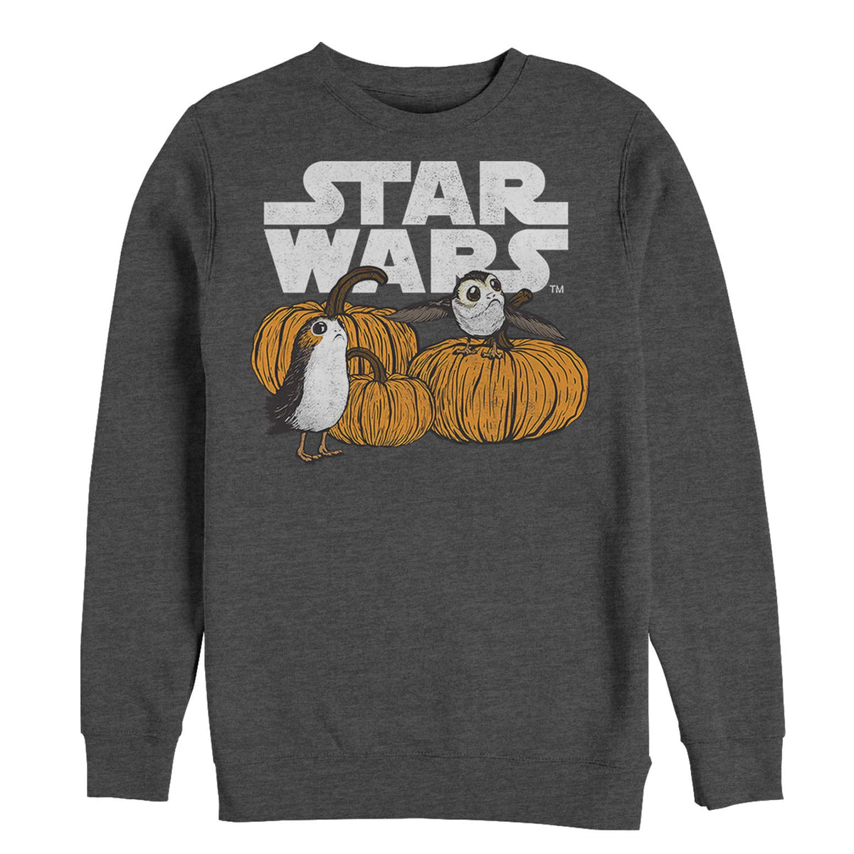 STAR WARS Men's The Last Jedi Happy Halloween PORG Logo Sweatshirt, Charcoal Heather, X-Large