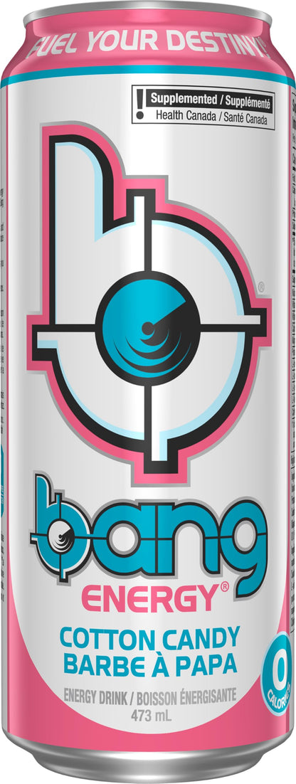 BANG ENERGY Cotton Candy, 473 mL Cans (12 Pack) – Zero Sugar, Zero Calorie Energy Drink 🍁 All In One Marketplace Canada