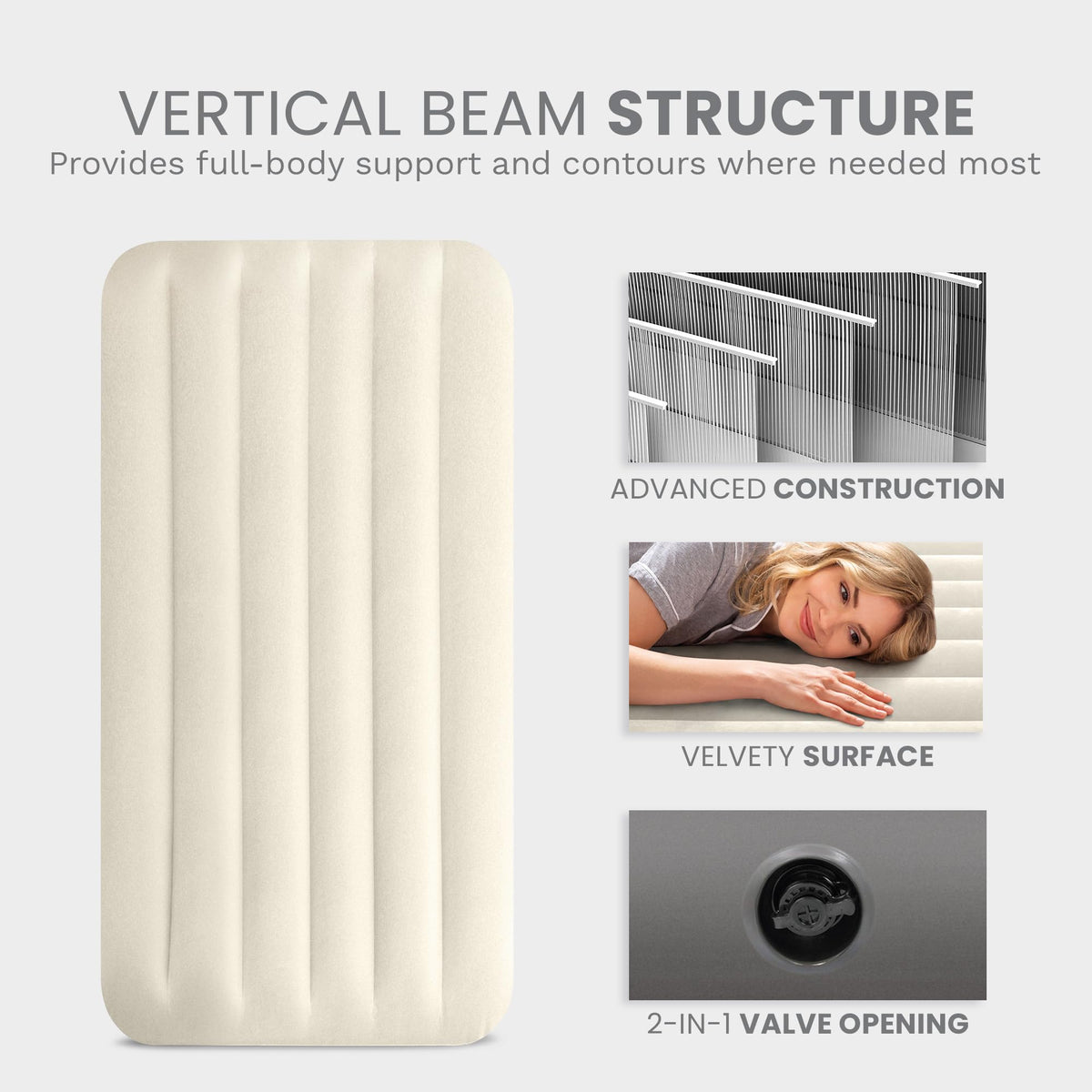 INTEX 64102E Dura-Beam Standard Single-High Air Mattress: Fiber-Tech – Full Size – 10in Bed Height – 600lb Weight Capacity – Pump Sold Separately 🍁 All In One Marketplace Canada