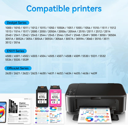 61XL Ink Cartridge Black Colour Compatible for HP 61 Ink Cartridge Compatible for HP Envy 4500 Ink fit for Envy 4500 5530 5534 5535 DeskJet 1000 1010 2540 2541 3050 OfficeJet 4630 4635 2620 Printer 🍁 All In One Marketplace Canada