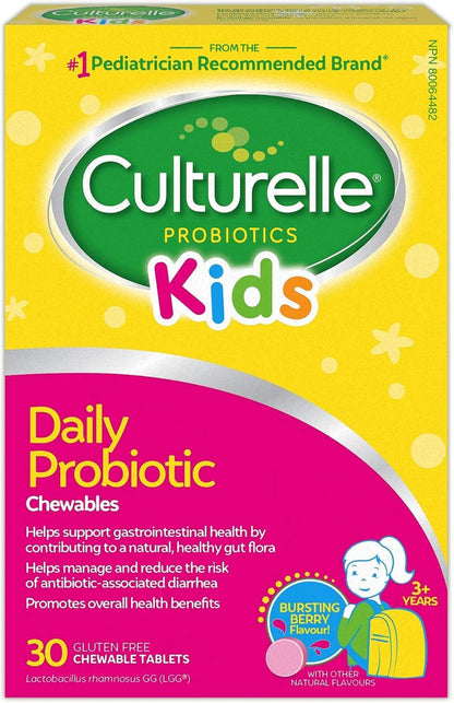 Culturelle Kids Daily Probiotic Chewable for Kids|With 100% Naturally Sourced Lactobacillus GG Strain|Most Clinically Studied Probiotic|Pediatrician Recommended|Berry Flavor|30 Count Chews 🍁 All In One Marketplace Canada