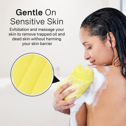 Yiclick Exfoliating Washcloth Towel, Exfoliating Body Scrubber, Back Scrubber Washer for Shower Bath, African Net Sponge Loofah Body Scrub Exfoliator, Exfoliating Cloth Brush Gloves (Blue+Yellow+Pink) 🍁 All In One Marketplace Canada