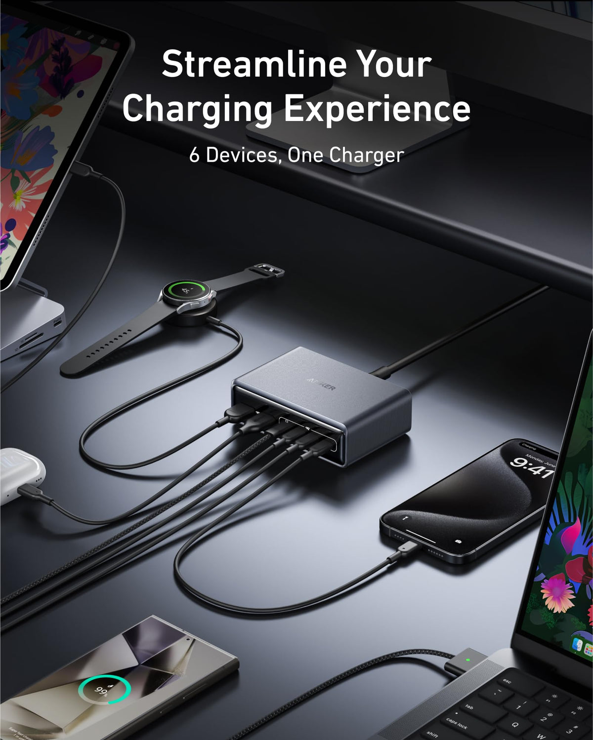 Anker Prime Charger, 200W 6-Port GaN Charging Station, USB-C PD Fast Charging Desktop Charger, Compatible with iPhone 17/Series, Samsung, MacBook, Dell and More 🍁 All In One Marketplace Canada