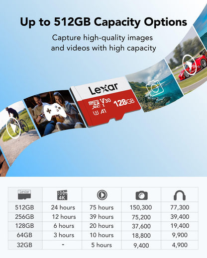 Lexar E-Series 128GB Micro SD Card 2 Pack, microSDXC UHS-I Flash Memory Card with Adapter, 100MB/s, C10, U3, A1, V30, Full HD, 4K UHD, High Speed TF Card 🍁 All In One Marketplace Canada