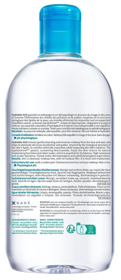 Bioderma Hydrabio H2O Micellar Water, Cleansing and Makeup Removing Gentle Face Cleanser for Dehydrated Sensitive Skin 🍁 All In One Marketplace Canada