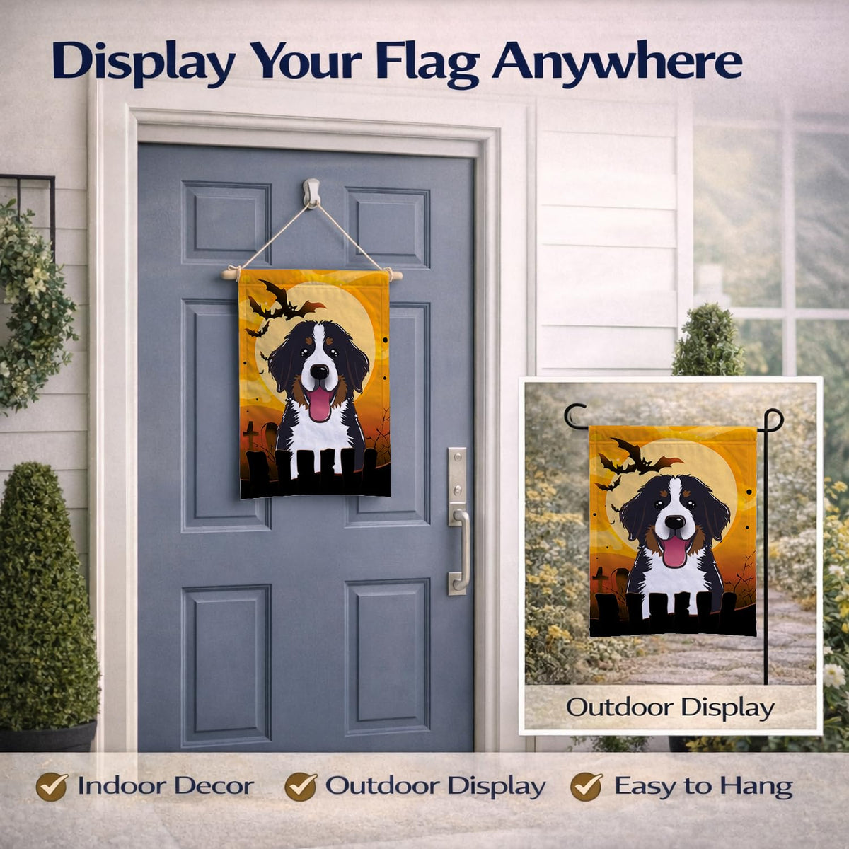 Caroline's Treasures BB1795GF Halloween Bernese Mountain Dog Flag Garden Size, Small, Multicolor