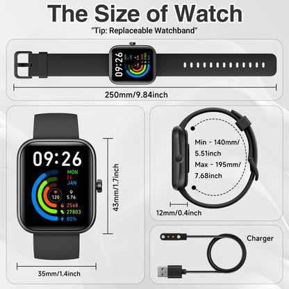 Smart Watch for Men Women with Bluetooth Call,Alexa Built-in Smartwatch,1.83"DIY Dial Fitness Watch with Sleep Heart Rate SpO2 Monitor,100+ Sport Mode,IP68 Waterproof Watch Compatible with Android iOS 🍁 All In One Marketplace Canada