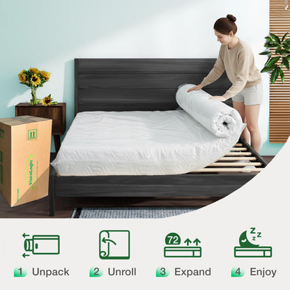 ViscoLogic Made in Canada 10 Inch Queen Mattress, Cool Gel Infused Foam, Medium Firm Support & Pressure Relief for Adults, Mattress in a Box, CertiPUR-US®, Queen Size 🍁 All In One Marketplace Canada