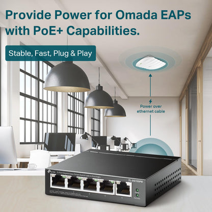 TP-Link 5–Port Gigabit PoE Switch, 4 PoE+ Ports @65W, Easy Smart (TL-SG105P) 🍁 All In One Marketplace Canada