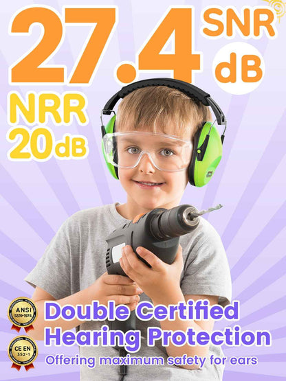 2 Pack Noise Cancelling Headphones for Kids: Dr.meter Kids Ear Protection Earmuffs for Autism Sensory - Hearing Protection Earmuffs for Monster Truck Concerts Study and Fireworks - (green+pink) 🍁 All In One Marketplace Canada
