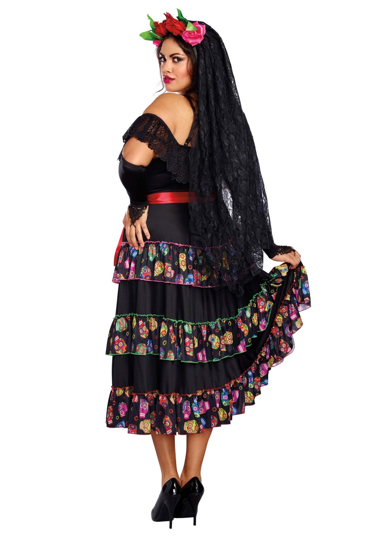 Dreamgirl Womens Plus Size Lady of the Dead Costume, Adult Day of the Dead Halloween Costume 3X