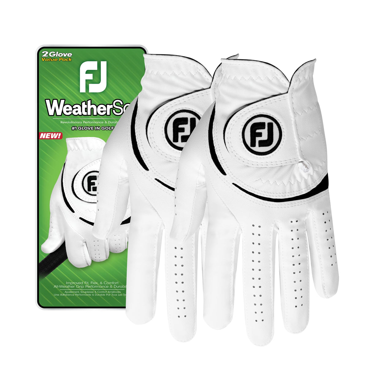 FootJoy Men's WeatherSof 2-Pack Golf Glove, White, Large, Worn on Left Hand 🍁 All In One Marketplace Canada