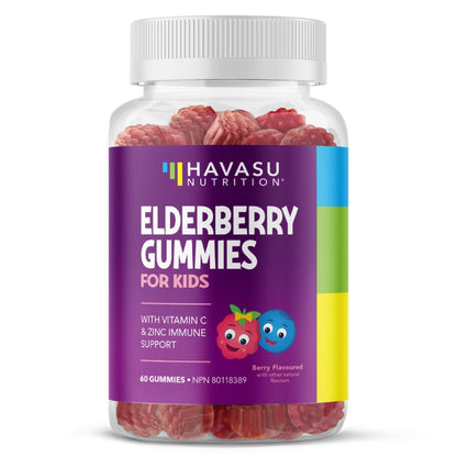 Elderberry Gummies Kids for Cold and Flu Relief | Immune Booster for Kids | Sambucol Black Elderberry Syrup Gummy with Zinc and Vitamin C | Cough, Fever & Sore Throat Support with Antioxidants | 60ct 🍁 All In One Marketplace Canada