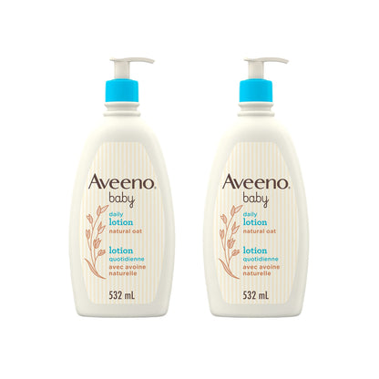 Aveeno Baby Lotion, Daily Moisturizing Cream for Sensitive Skin, Natural oat, Fragrance Free, Paraben Free, Pack of 2 (1064 ml Total) 🍁 All In One Marketplace Canada