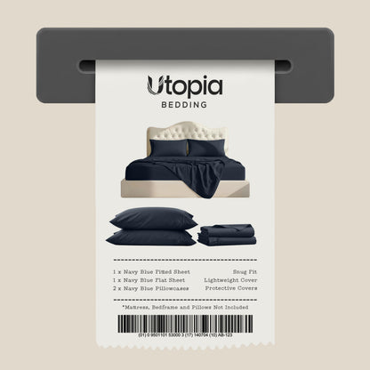 Utopia Bedding Queen Bed Sheet Set - 4 Piece Bedding - Soft Brushed Microfiber Fabric - Shrinkage & Fade Resistant - Easy Care (Navy) 🍁 All In One Marketplace Canada